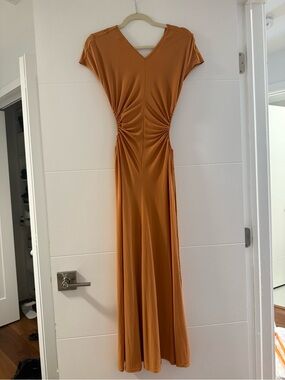 A.L.C. Rust Orange Ruched Maxi Dress